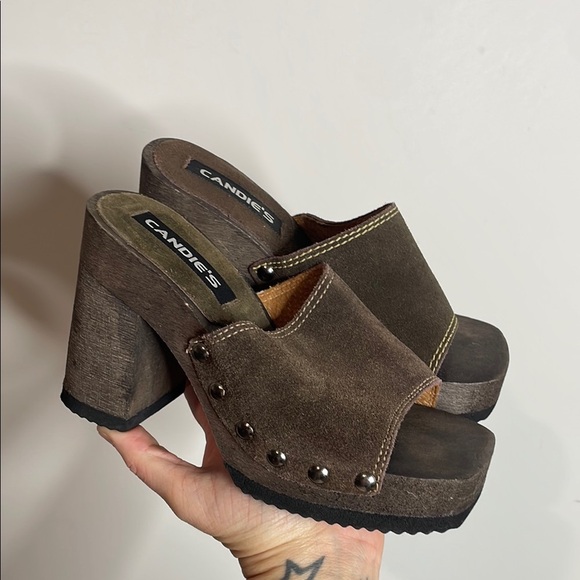 Candie's Shoes - Candie's | Women’s Vintage 90’s Y2K Brown Chunky Platform Wood Heel Size 5